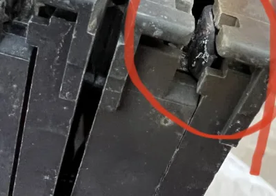 A close up of a gun.